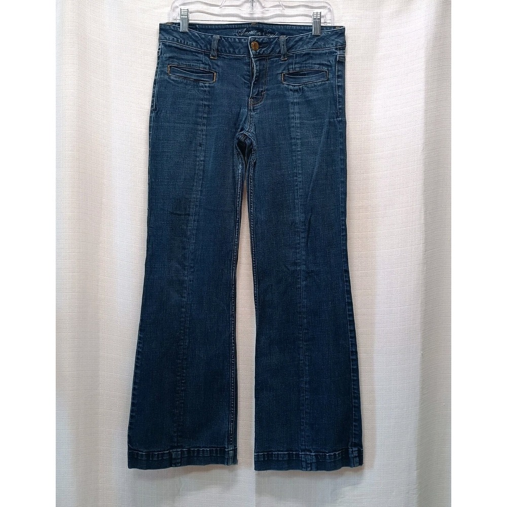 American Eagle Stretch AE Hipster Mid Rise Jeans Women's Size 10 Regular‎ Flare